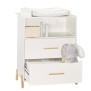 Commode a langer - Babyprice - Joy Naturel - 2 tiroirs - 1 niche - Blanc - Sur pieds en bois naturel