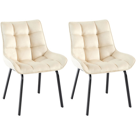 Lot de 2 chaises Saranda en velours crème