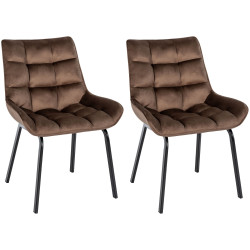 Lot de 2 chaises Saranda en velours marron
