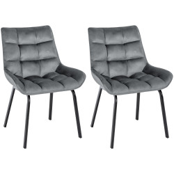 Lot de 2 chaises en velours Saranda gris foncé
