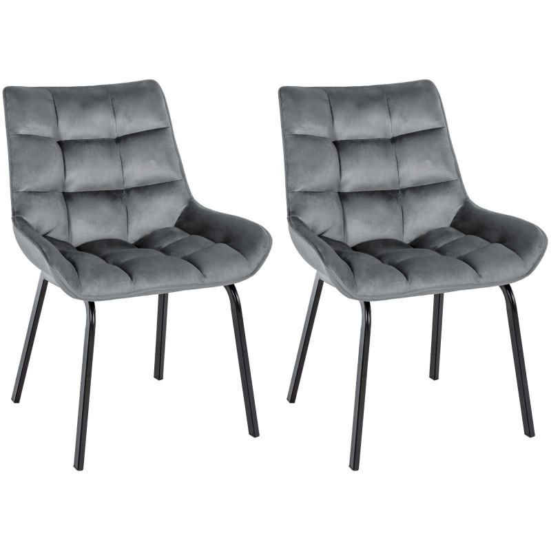 Ensemble de 2 chaises Saranda en velours gris foncé