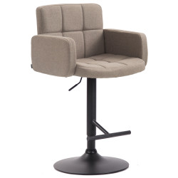 Tabouret de bar Los Angeles, tissu noir taupe