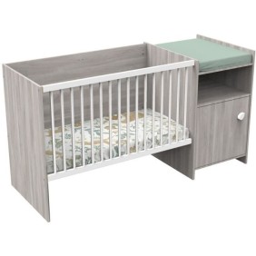 Lit bébé combiné - 120x60cm - Evolutif en 90x190cm - Babyprice Up - Chene - Avec commode a langer 1 porte