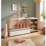 Lit bébé combiné - 120x60cm - Evolutif en 90x190cm - Babyprice Up - Décor bois - Avec commode a langer étagere