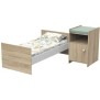 Lit bébé combiné - 120x60cm - Evolutif en 90x190cm - Babyprice Up - Décor bois - Avec commode a langer 1 porte