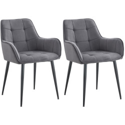 Lot de 2 chaises de salle à manger en velours Ferndale gris foncé