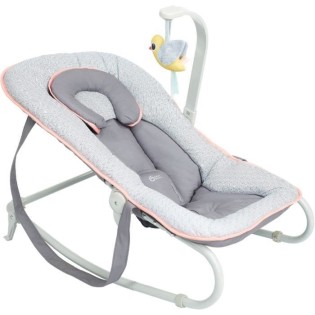 BABYMOOV Transat bébé graphik, balancelle ou fixe, molletonné, pliage compact, déhoussable, peche