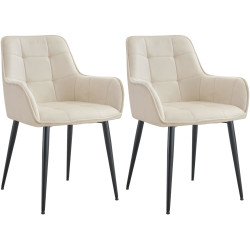 Ensemble de 2 chaises de salle à manger en velours crème Ferndale