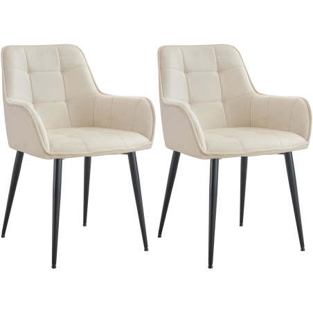 Ensemble de 2 chaises de salle à manger en velours crème Ferndale