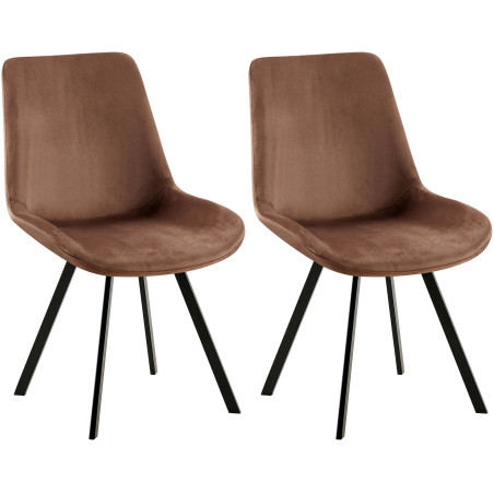 Lot de 2 chaises de salle à manger Lewes en velours marron
