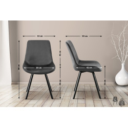 Lot de 2 chaises de salle à manger Lewes en velours gris foncé