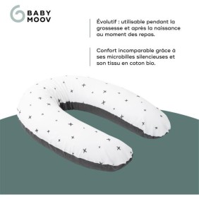 doomoo Coussin de Maternité et Coussin d'Allaitement Buddy, Ultra Confort, Certifié oeko-Tex, Grey Stars