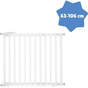 Badabulle Barriere de Sécurité Deco Pop - Barriere Extensible pour Ouverture de 63 a 106cm - Fixation Vis, Blanc