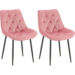 Lot de 2 chaises de salle à manger Wallace en velours rose