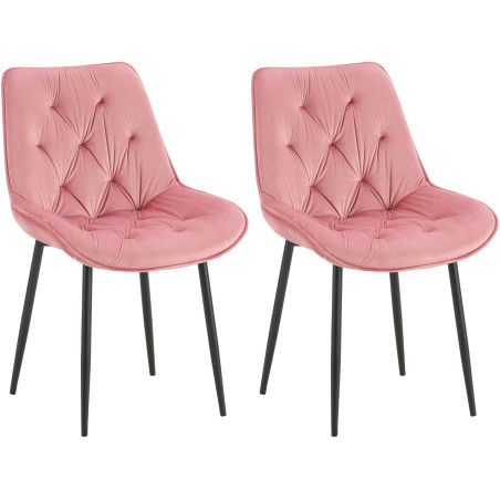 Lot de 2 chaises de salle à manger Wallace en velours rose