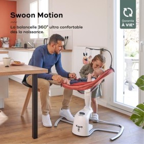 Babymoov Balancelle bébé électrique Swoon Motion, Assise a 360°, Terracotta