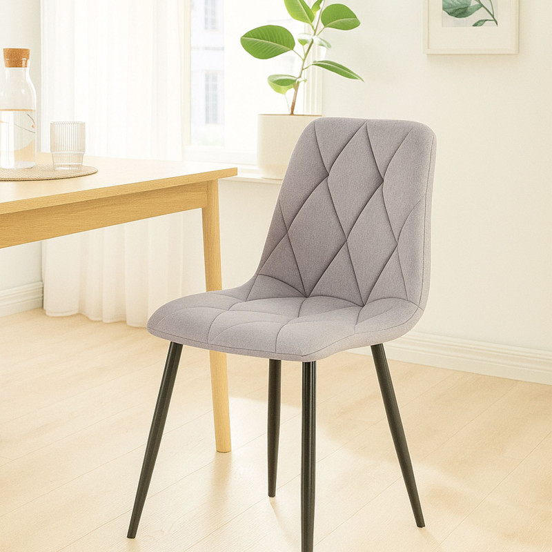 Lot de 2 chaises de salle à manger en tissu Clairton gris clair