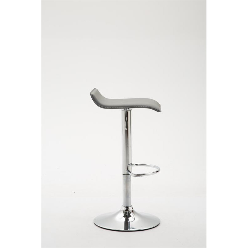 Tabouret de bar Dyn V2 en cuir synthétique chromé gris