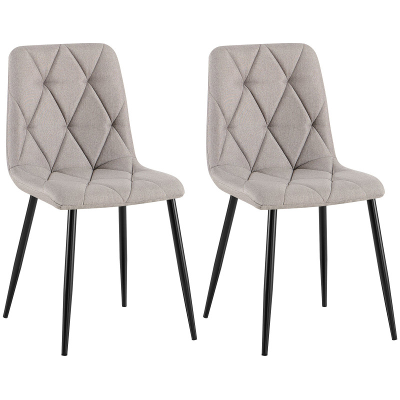 Lot de 2 chaises de salle à manger en tissu Clairton gris clair