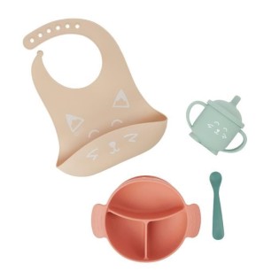 Babymoov Coffret Repas 15-24 m LEARN'ISY, 1 Bol, 1 Tasse, 1 Bavoir, 1 Cuillere, Renard