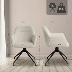 Chaise de salle à manger Merlinda en tissu Teddy crème