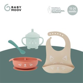 Babymoov Coffret Repas 15-24 m LEARN'ISY, 1 Bol, 1 Tasse, 1 Bavoir, 1 Cuillere, Renard