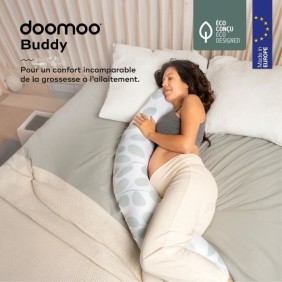 doomoo Coussin de Maternité et Coussin d'Allaitement Buddy, Ultra Confort, Certifié oeko-Tex, Leaves Aquagreen