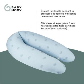 Babymoov B.LOVE Coussin de Maternité & Allaitement avec Remplissage Microbilles ultra-fines - Made in Europe, Bleu