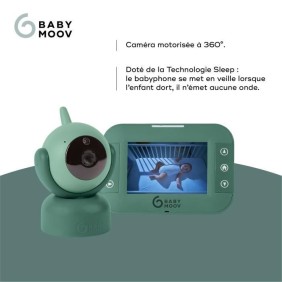 Babymoov Babyphone vidéo YOO Twist - Caméra motorisée avec vue a 360° - Technologie Sleep - Vision nocturne