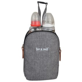 Baby on board- sac a langer - sac titou Gris chiné  - 2 compattiments 8 poches - sac repas - tapis a langer sac linge sale attac