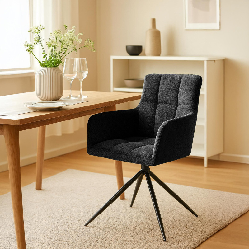 Chaise de salle à manger Jonah en tissu noir