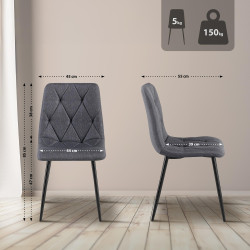 Ensemble de 2 chaises de salle à manger en tissu Clairton gris foncé
