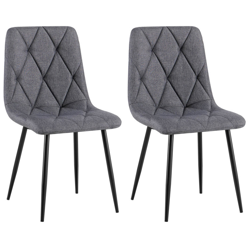 Lot de 2 chaises de salle à manger Clairton en tissu gris foncé