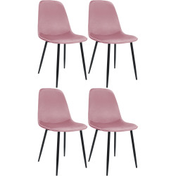 Lot de 4 chaises de salle à manger Maryam en velours rose