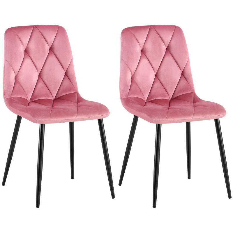 Lot de 2 chaises de salle à manger Clairton en velours rose