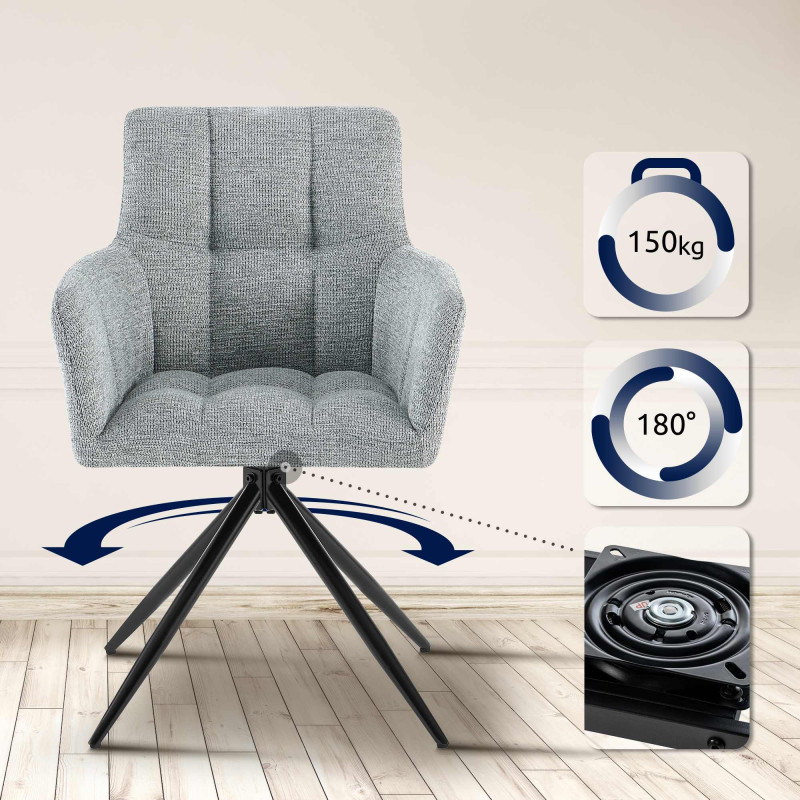 Lot de 2 chaises de salle à manger Jonah en tissu gris clair