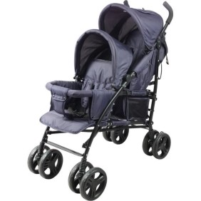 Poussette canne double BAMBISOL - 6-36 mois pour le siege avant (max 15 kg) et de 0-36 mois (max 15 kg) pour le siege arriere