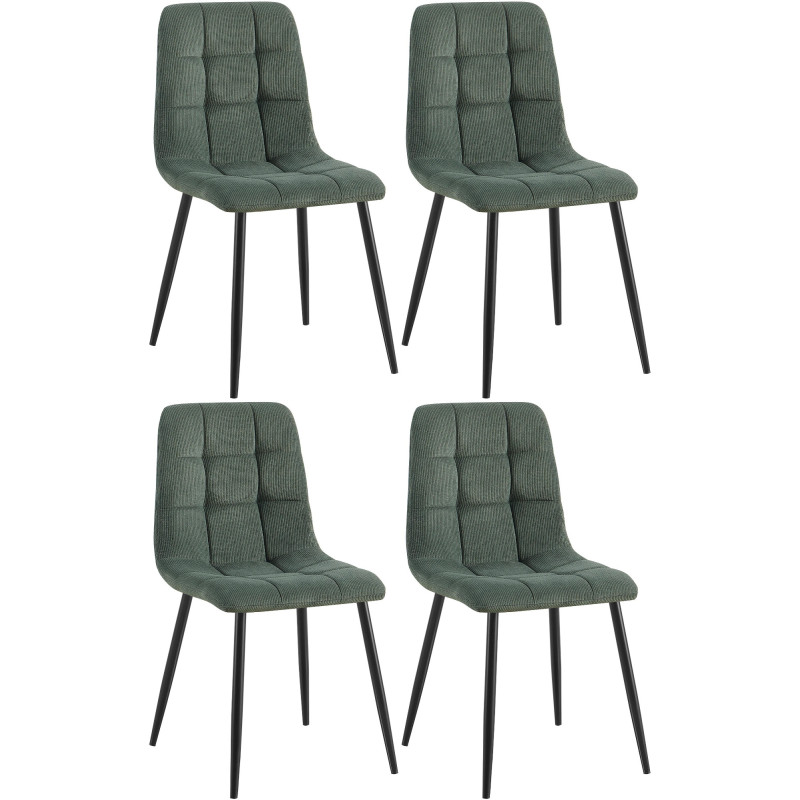 Ensemble de 4 chaises de salle à manger Tilde Cord vert