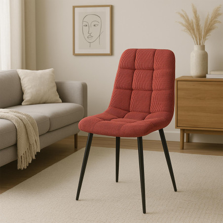 Lot de 4 chaises de salle à manger Tilde Cord bordeaux