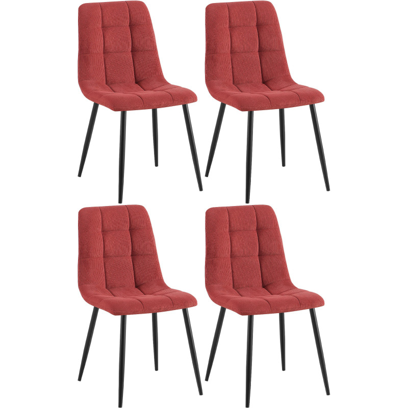 Lot de 4 chaises de salle à manger Tilde Cord bordeaux