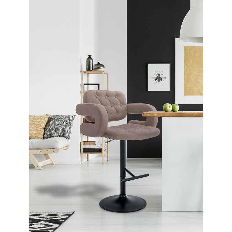 Tabouret de bar Dublin FABRIC noir taupe