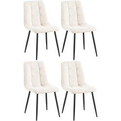Ensemble de 4 chaises de salle à manger Tilde Cord couleur crème
