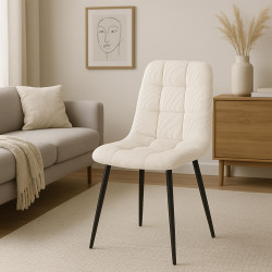 Ensemble de 4 chaises de salle à manger Tilde Cord couleur crème