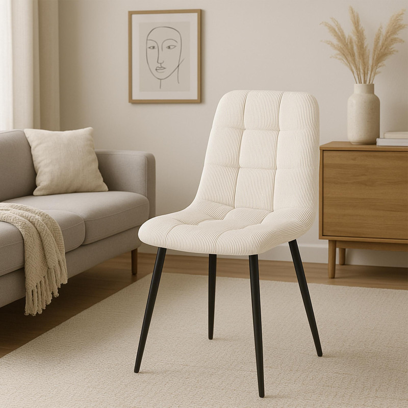 Ensemble de 4 chaises de salle à manger Tilde Cord couleur crème