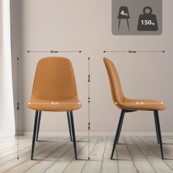 Ensemble de 2 chaises de salle à manger Maryam, en tissu orange