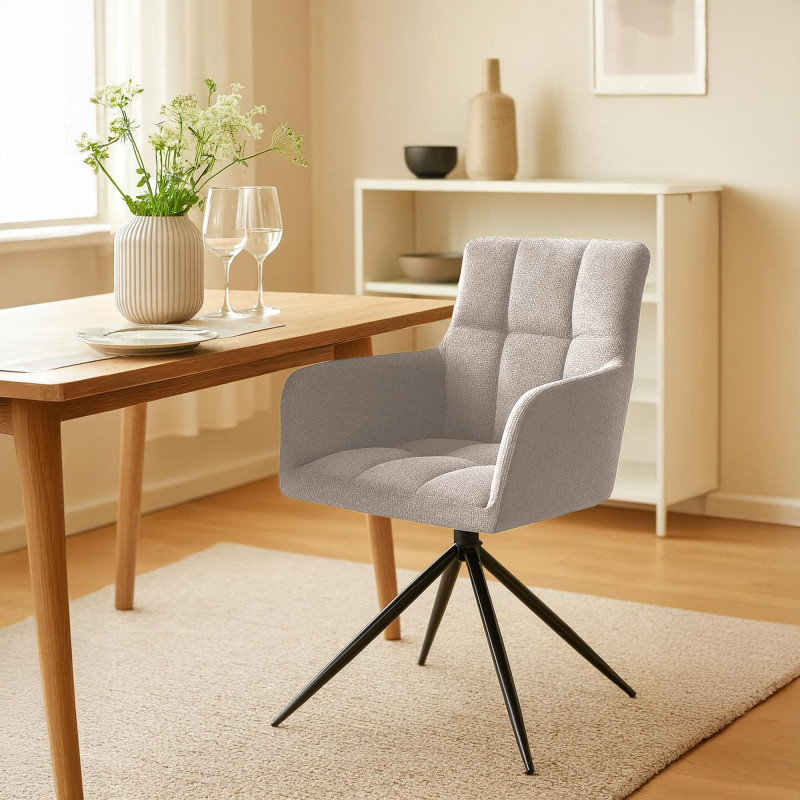 Lot de 2 chaises de salle à manger Jonah en tissu taupe