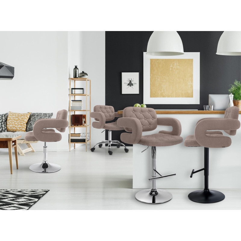 Tabouret de bar Dublin FABRIC noir taupe