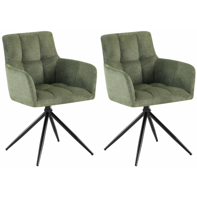 Lot de 2 chaises de salle à manger Jonah en tissu vert