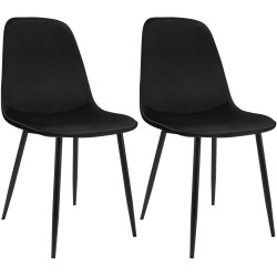 Lot de 2 chaises de salle à manger Maryam en velours noir