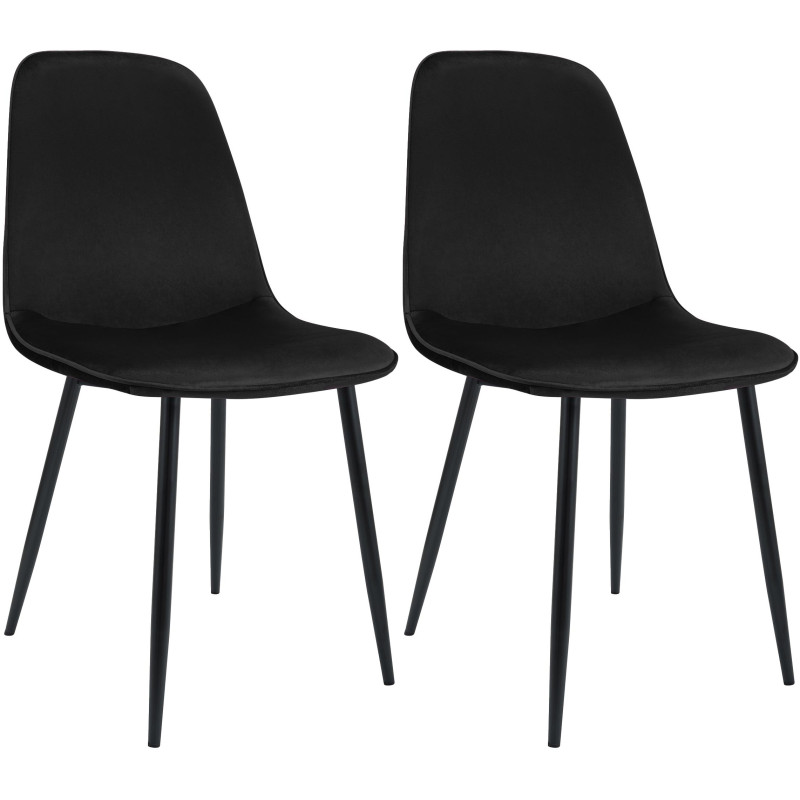 Lot de 2 chaises de salle à manger Maryam en velours noir